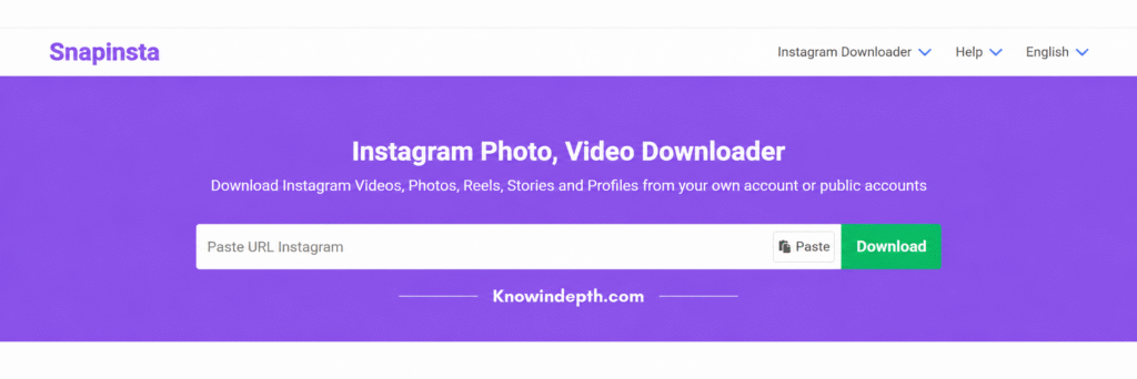 snapinsta purple instagram downloader banner
